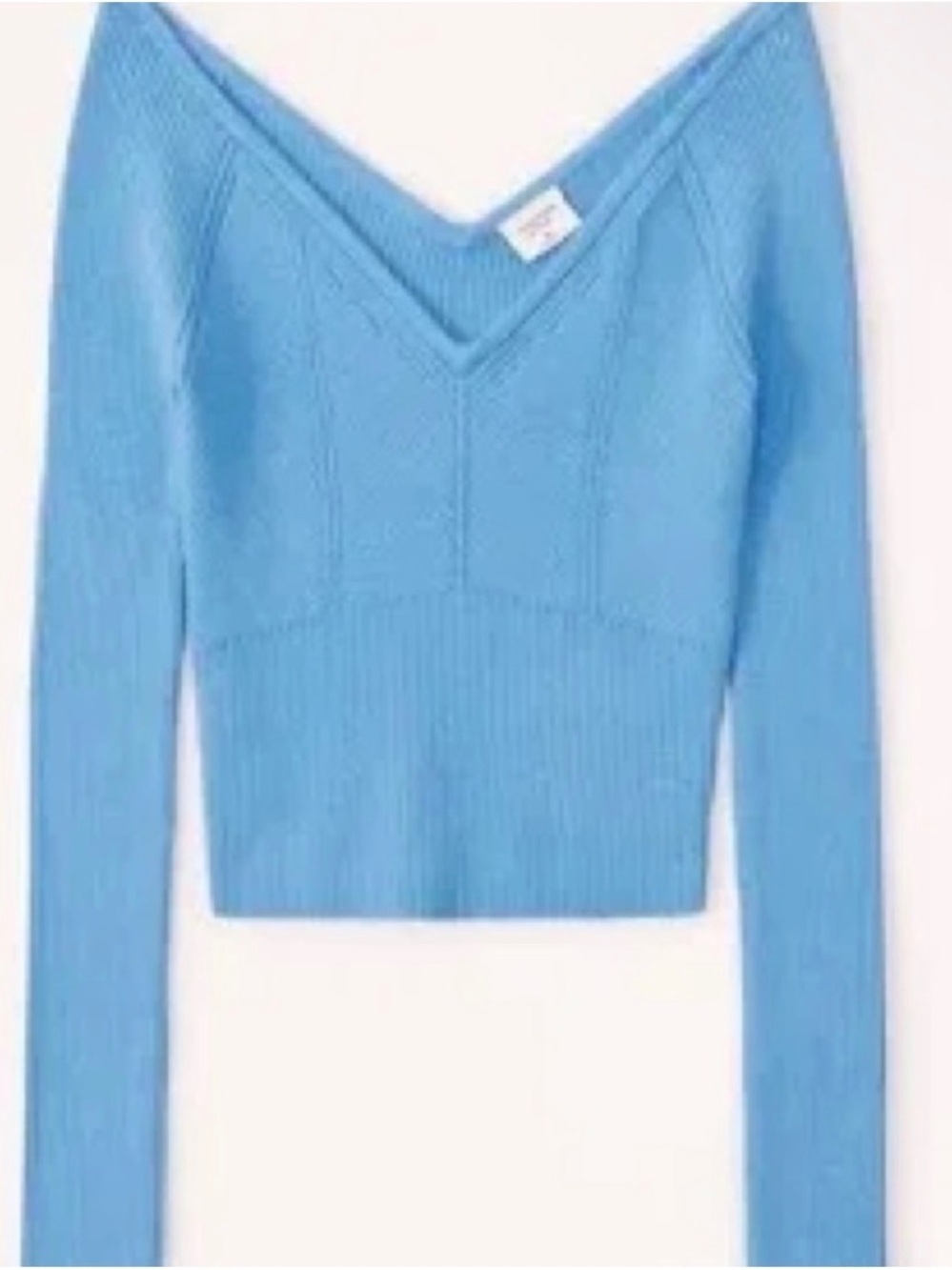 Abercrombie & Fitch Sky Blue V-Neck Ribbed Women's Sweater